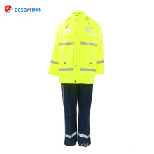 Factory direct sale high visibility waterproof rainsuit reflective safety raincoat